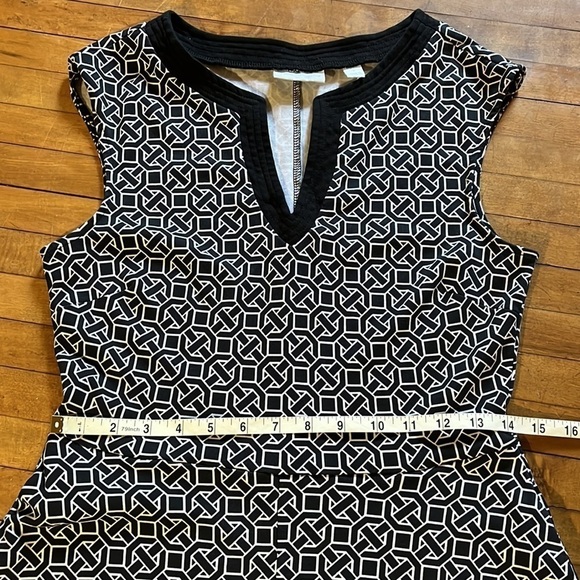 New York & Company Dress Black & White Geometric Cotton Print midi sz S - Picture 9 of 12
